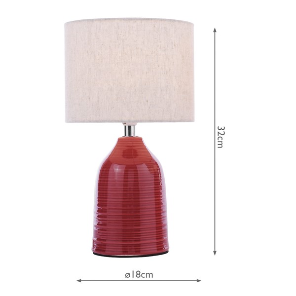 (image for) Laura Ashley Penny Table Lamp Red Ceramic and Polished Chrome With Shade